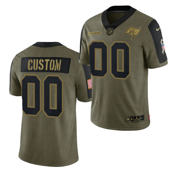 Men's Tampa Bay Buccaneers ACTIVE PLAYER Custom 2021 Olive Salute To Service Limited Stitched Jersey